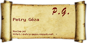 Petry Géza névjegykártya
